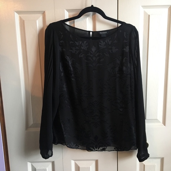 WHBM size 10 black sheer pattern top with shell - Picture 1 of 5